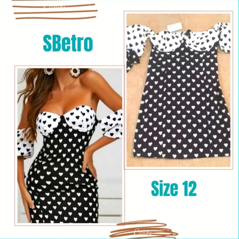 ♻️ 3 for $20 Bundle NEW SIZE 12 SBETRO Heart Dress with Puff Sleeves - Picture 1 of 7